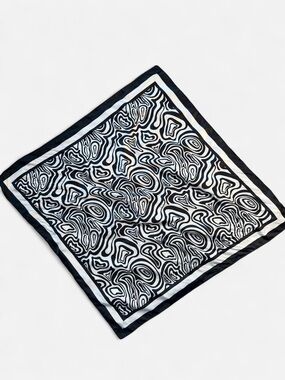 Black & White Swirl Print Silk Scarf